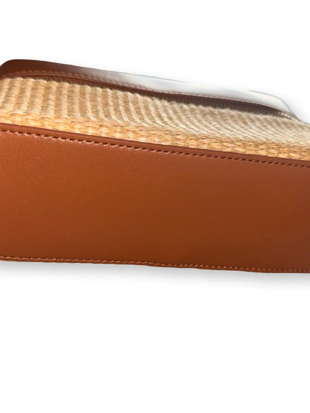 Tuckernuck Woven Cosmetic Case with Brown Leather Trim